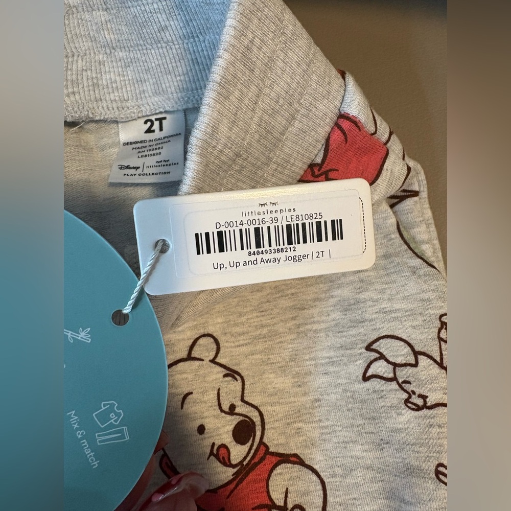Little sleepies, Disney Winnie the Pooh up up and away jogger pants, size 2T NWT - Picture 2 of 4